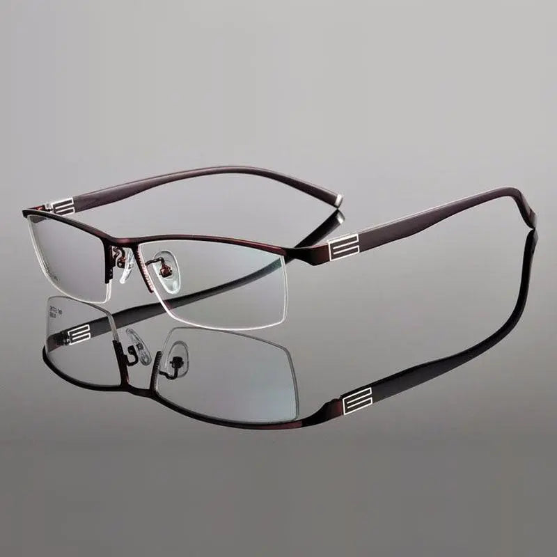 Men's Rectangular Semi-Rimless Titanium Prescription Glasses 56170 — view 4 | Rx Spectacle