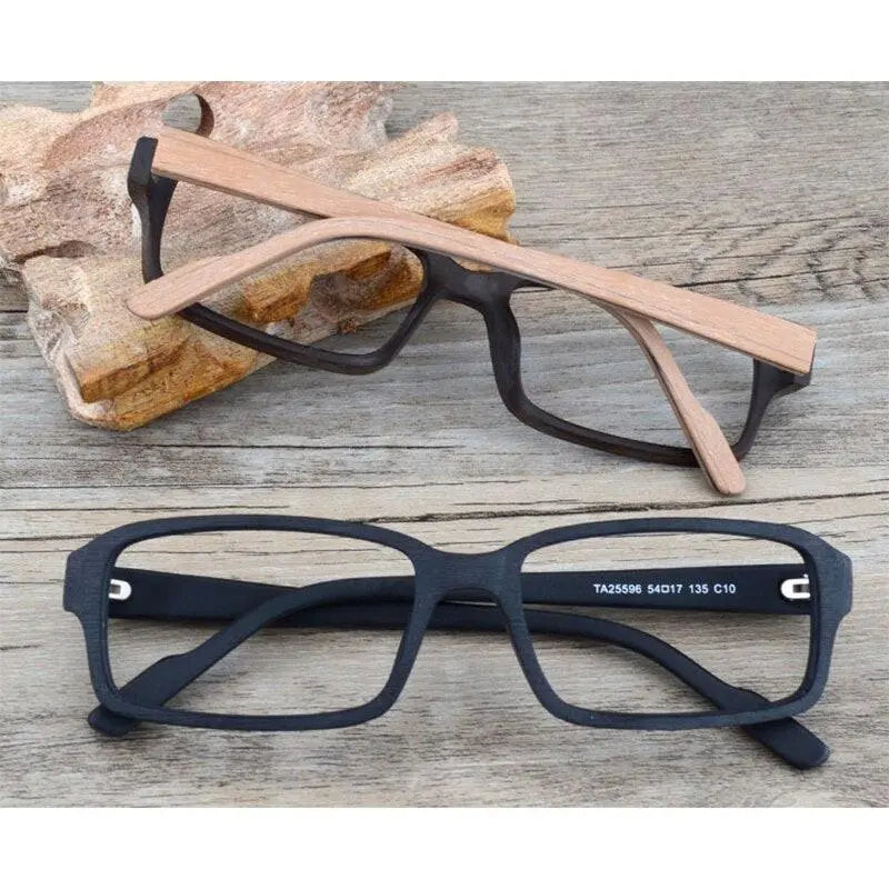 Unisex Rectangular Full Rim Wood Prescription Glasses Ta25596 — view 9 | Rx Spectacle