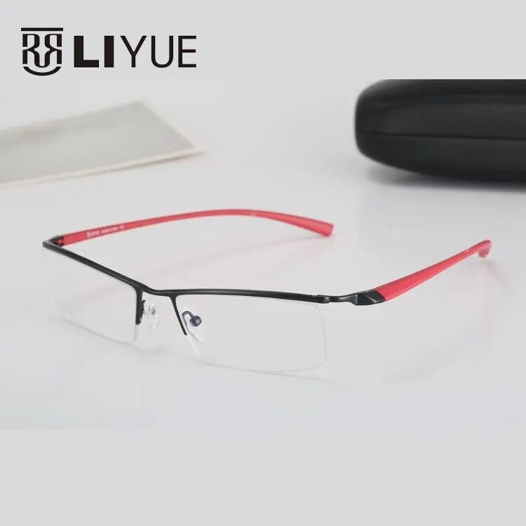 Men's Square Semi-Rimless Alloy Prescription Glasses 8199 — view 3 | Rx Spectacle