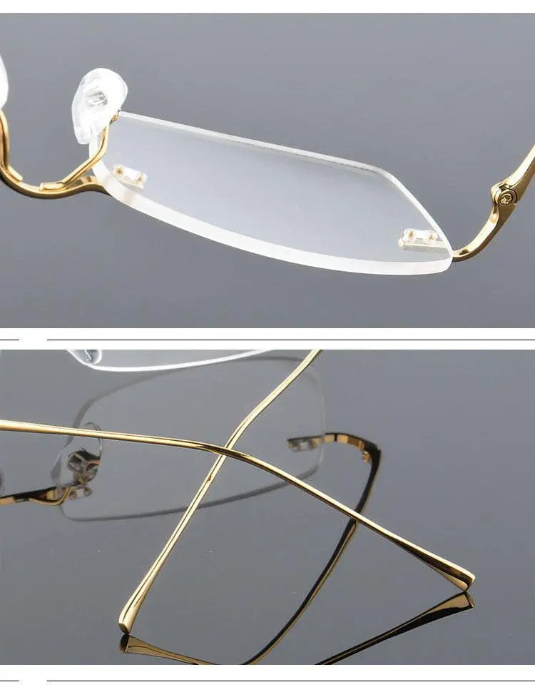 Men's Rectangular Rimless Titanium Prescription Glasses 632 — view 13 | Rx Spectacle