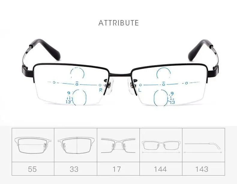 Men's Semi-Rimless Titanium Reading Glasses 1688 — view 10 | Rx Spectacle