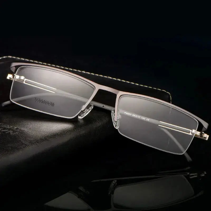 Unisex Square Semi-Rimless Alloy Prescription Glasses 99847 — view 1 | Rx Spectacle