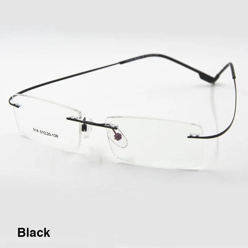 Unisex Square Rimless Titanium Prescription Glasses 2241 — view 19 | Rx Spectacle