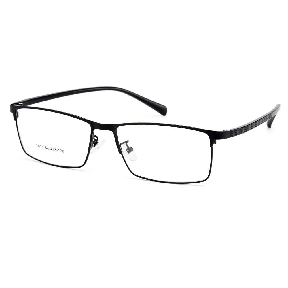 Men's Square Semi-Rimless Titanium Prescription Glasses Y7011 — view 7 | Rx Spectacle