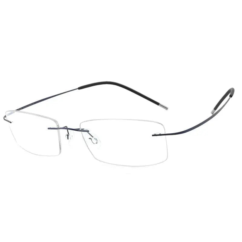 Unisex Rectangular Rimless Titanium Prescription Glasses — view 10 | Rx Spectacle