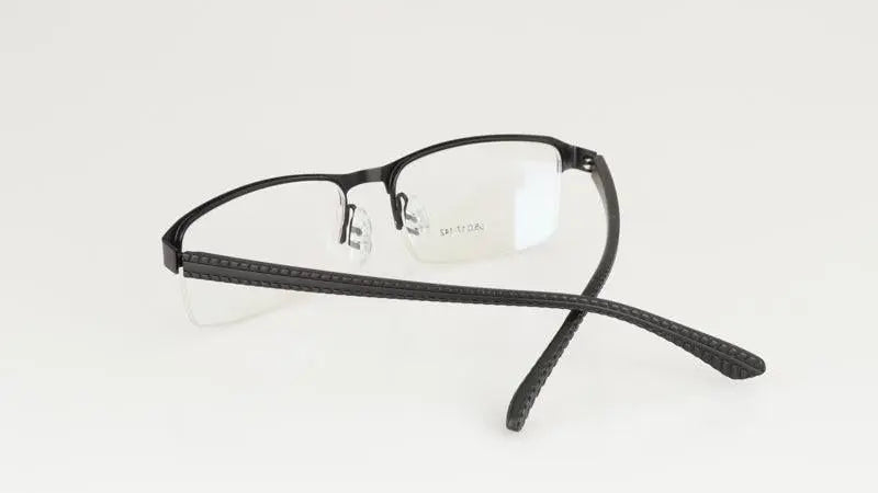 Men's Rectangular Semi-Rimless Titanium Reading Glasses 9bs — view 12 | Rx Spectacle