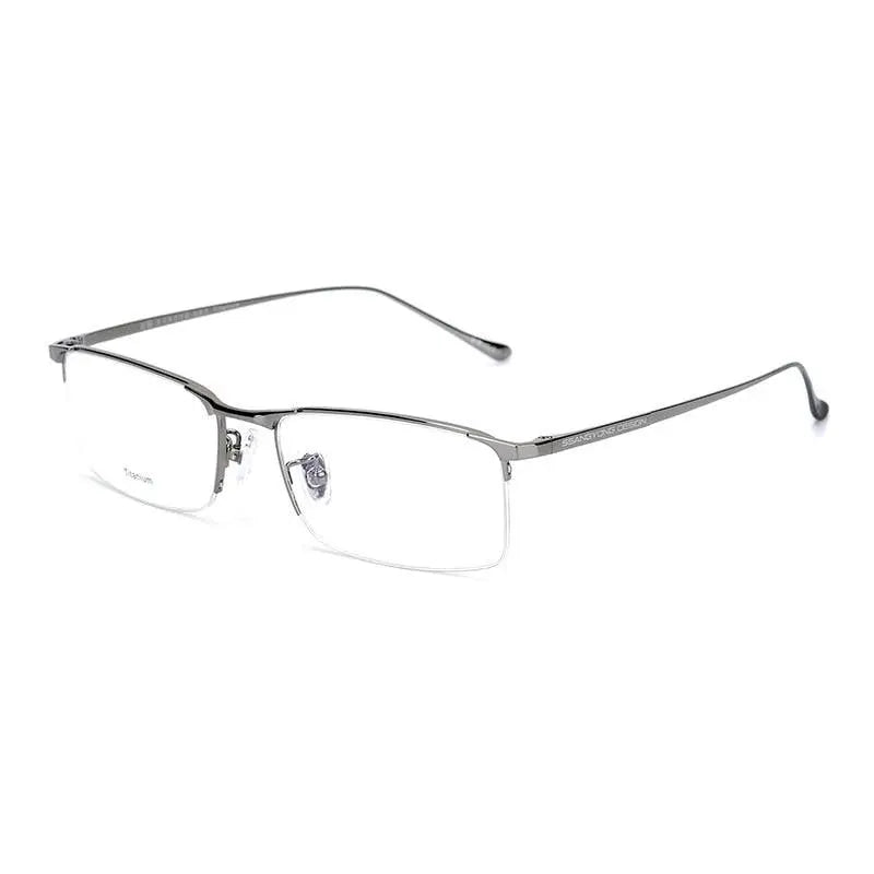 Men's Square Semi-Rimless Titanium Prescription Glasses S8803 — view 9 | Rx Spectacle