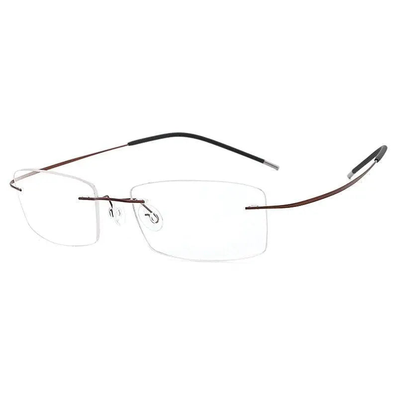Unisex Rectangular Rimless Titanium Prescription Glasses — view 5 | Rx Spectacle