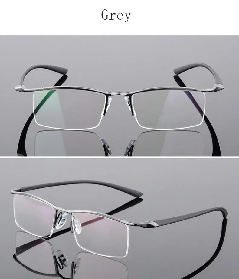 Men's Browline Semi-Rimless Alloy Prescription Glasses P8190 — view 13 | Rx Spectacle