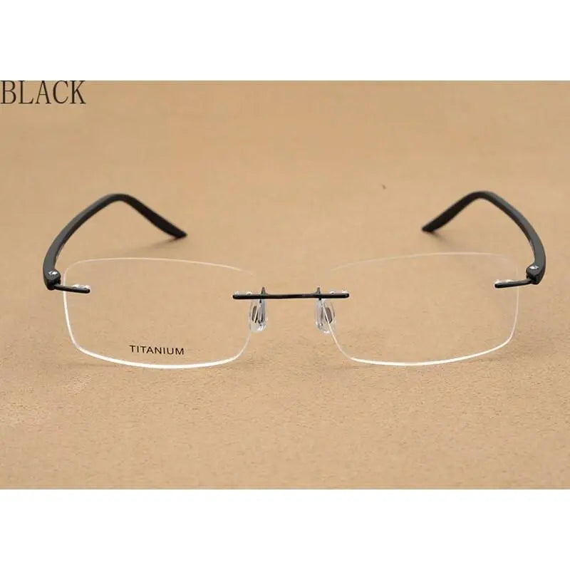 Unisex Rectangular Rimless Alloy Prescription Glasses Rw003 — view 6 | Rx Spectacle