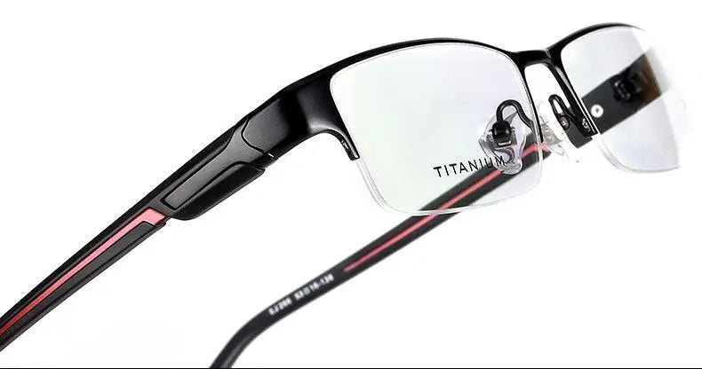 Men's Rectangular Semi-Rimless Titanium Prescription Glasses L266 — view 16 | Rx Spectacle