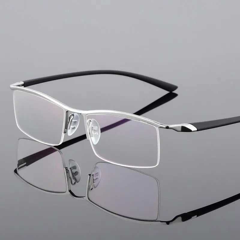 Men's Browline Semi-Rimless Alloy Prescription Glasses P8190 — view 22 | Rx Spectacle