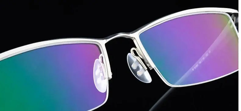 Men's Browline Semi-Rimless Alloy Prescription Glasses P8190 — view 18 | Rx Spectacle