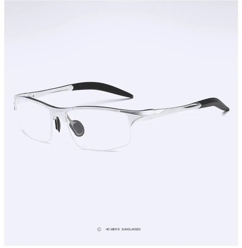 Men's Square Semi-Rimless Alloy Prescription Glasses L8177 — view 18 | Rx Spectacle