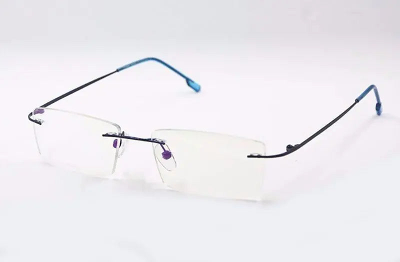 Unisex Square Rimless Titanium Prescription Glasses R522 — view 15 | Rx Spectacle
