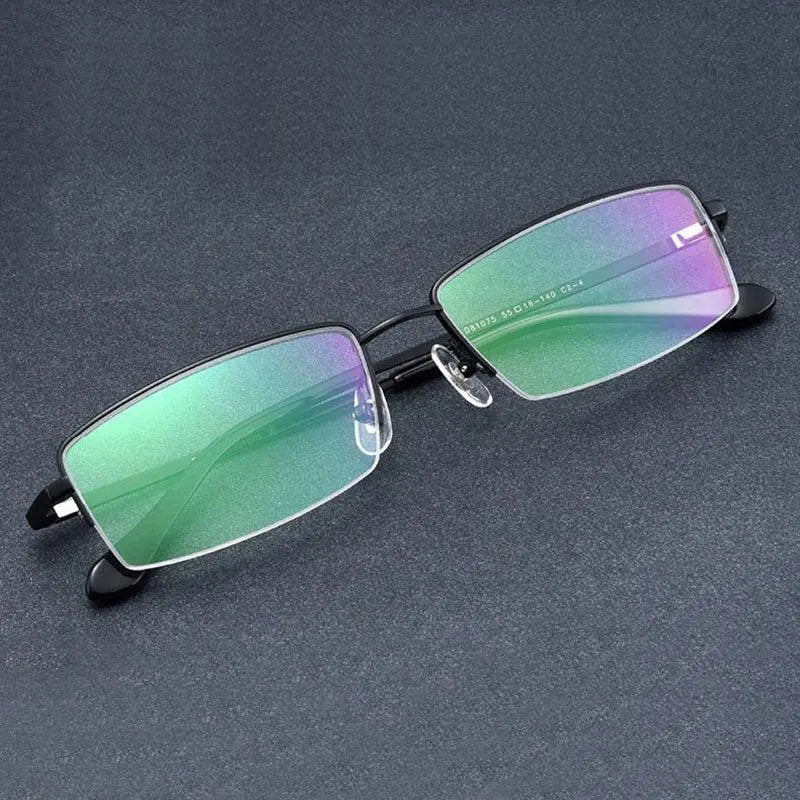 Men's Square Semi-Rimless Titanium Reading Glasses D81075 — view 1 | Rx Spectacle
