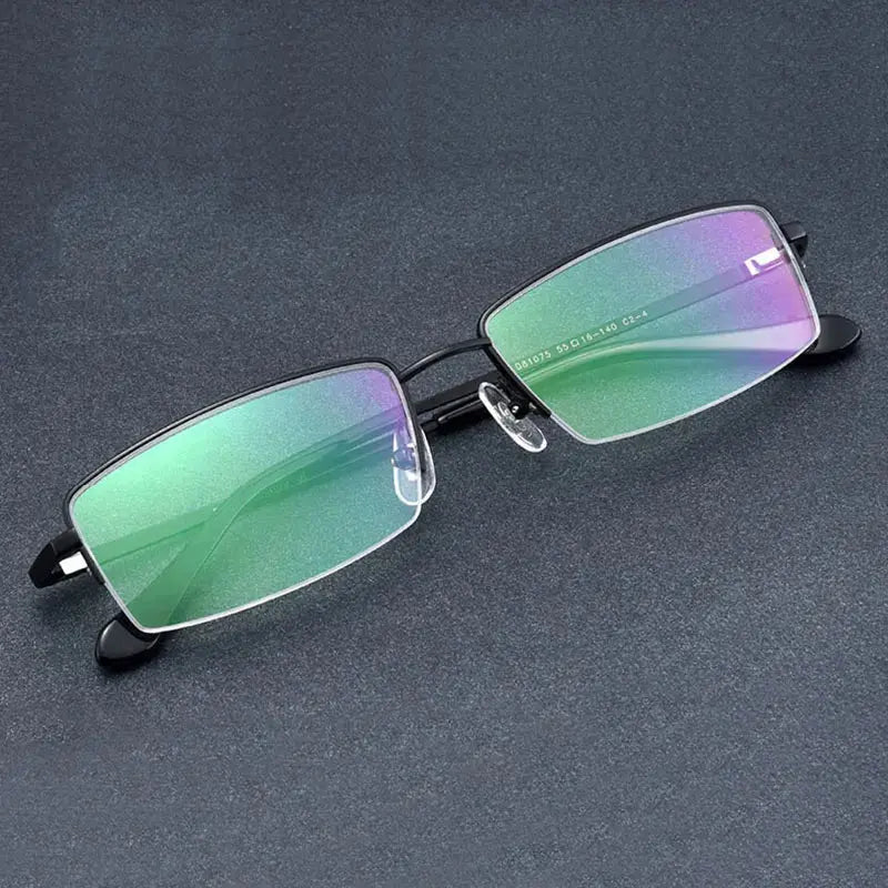 Unisex Rectangular Rimless Titanium Prescription Glasses 553116 — view 1 | Rx Spectacle