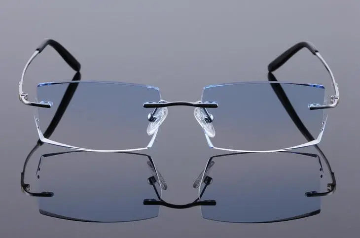 Men's Rectangular Rimless Titanium Prescription Glasses 8036 — view 9 | Rx Spectacle
