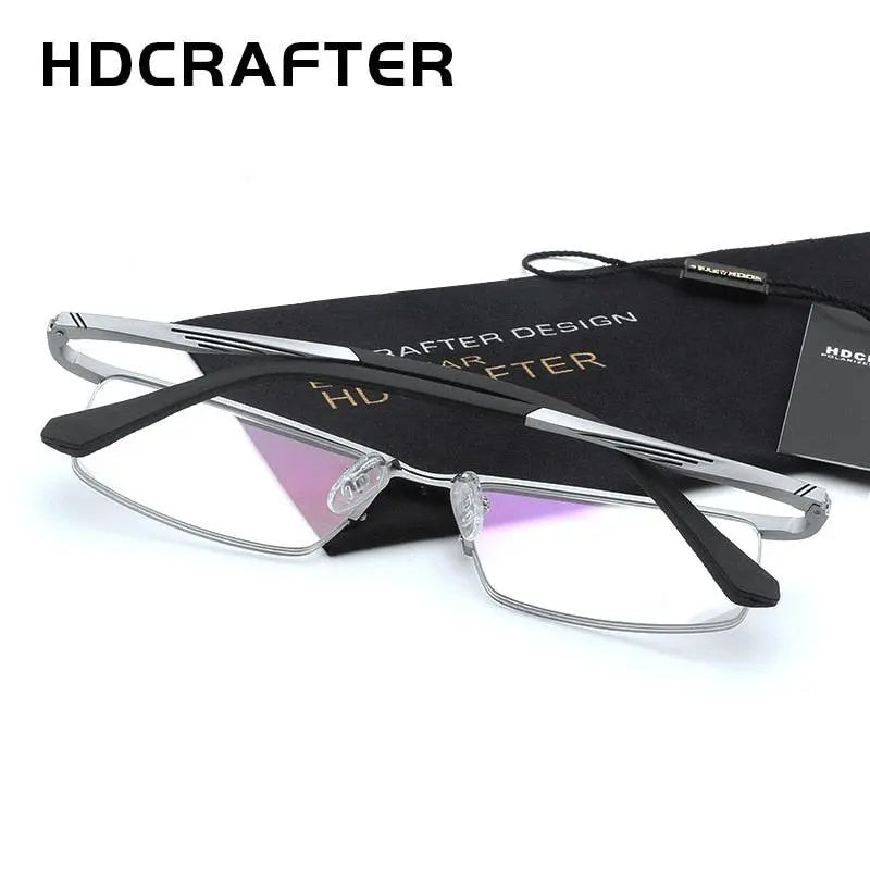 Men's Rectangular Semi-Rimless Alloy Prescription Glasses Lp6236 — view 3 | Rx Spectacle