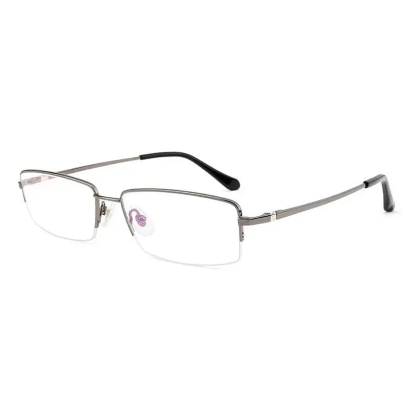 Men's Square Semi-Rimless Titanium Reading Glasses D81075 — view 7 | Rx Spectacle
