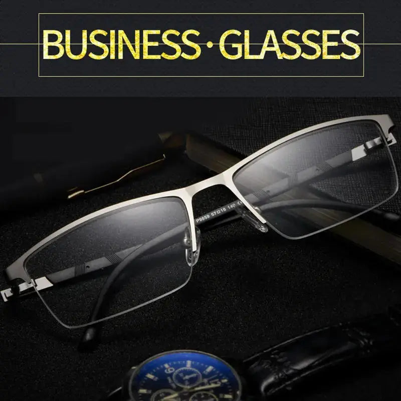 Men's Square Semi-Rimless Alloy Prescription Glasses 35148 — view 1 | Rx Spectacle