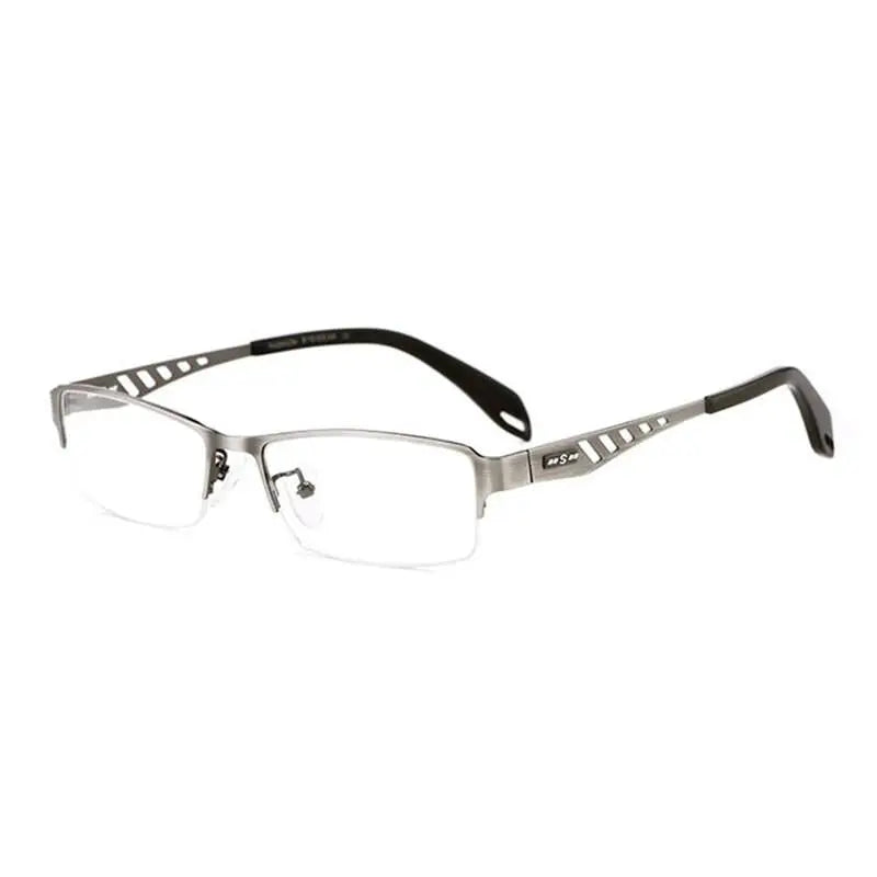 Men's Rectangular Semi-Rimless Alloy Prescription Glasses — view 7 | Rx Spectacle