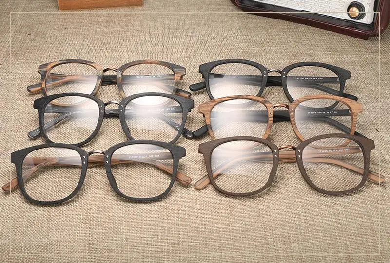 Unisex Round Full Rim Wood Prescription Glasses Hb029 — view 13 | Rx Spectacle