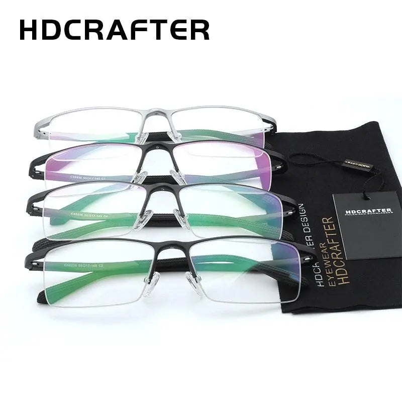 Men's Rectangular Semi-Rimless Alloy Prescription Glasses Lp6236 — view 9 | Rx Spectacle