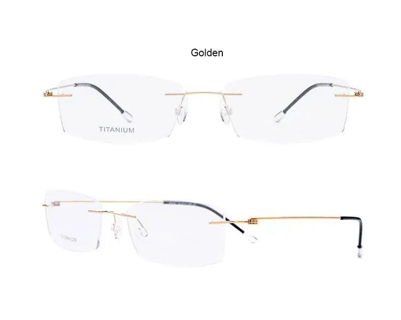 Unisex Rectangular Rimless Titanium Prescription Glasses P8361 — view 17 | Rx Spectacle
