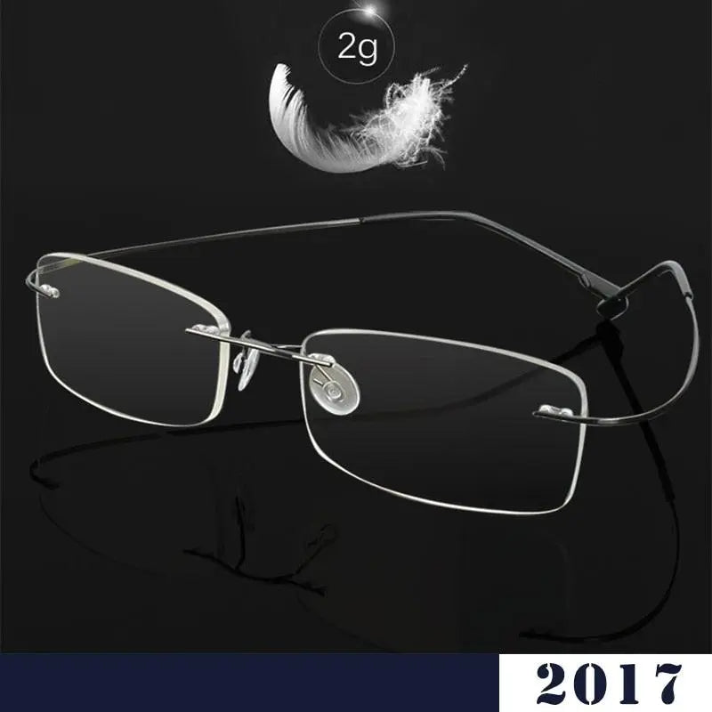 Unisex Square Rimless Titanium Prescription Glasses 861 — view 6 | Rx Spectacle