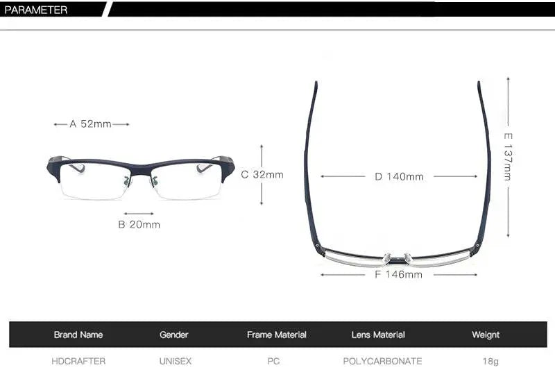 Men's Rectangular Semi-Rimless TR90 Prescription Glasses L1077 — view 12 | Rx Spectacle