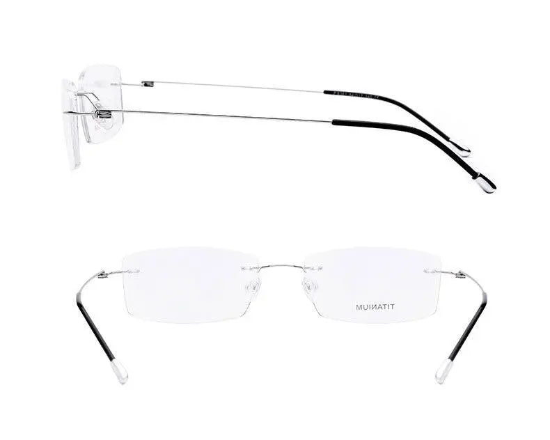 Unisex Rectangular Rimless Titanium Prescription Glasses P8361 — view 13 | Rx Spectacle