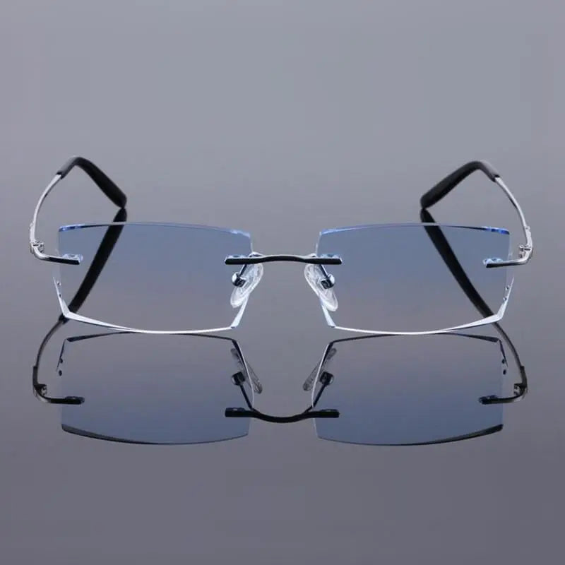Men's Rectangular Rimless Titanium Prescription Glasses 8036 — view 3 | Rx Spectacle