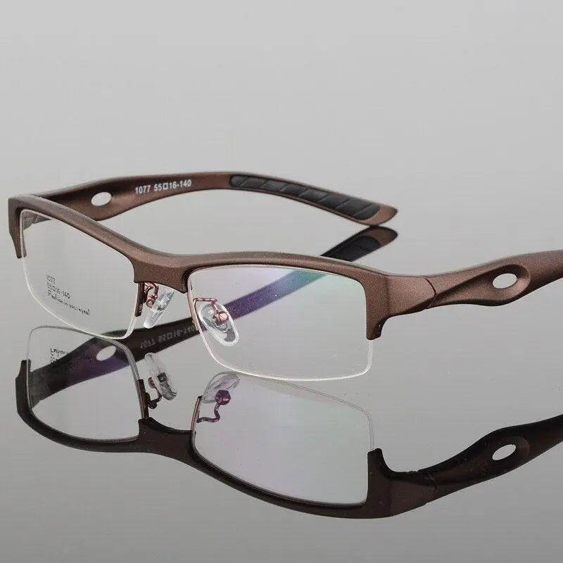 Men's Rectangular Semi-Rimless TR90 Sports Glasses 1077 — view 7 | Rx Spectacle