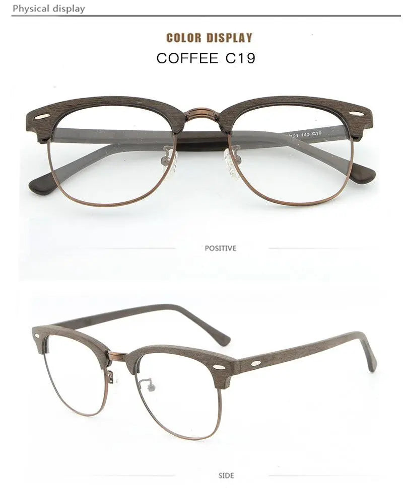 Unisex Round Full Rim Wood Prescription Glasses — view 25 | Rx Spectacle