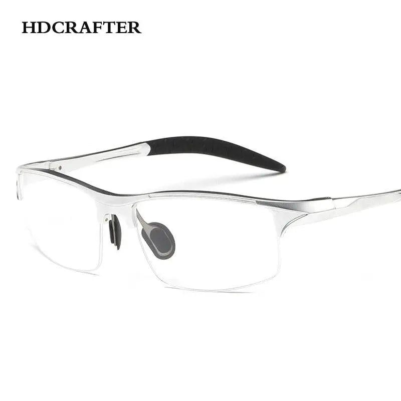 Men's Square Semi-Rimless Alloy Prescription Glasses L8177 — view 4 | Rx Spectacle