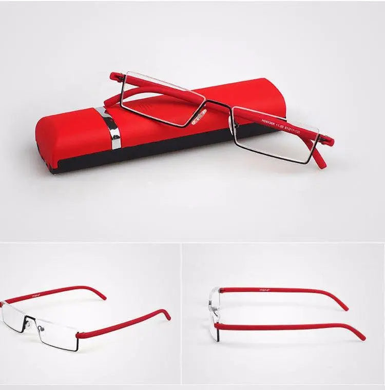 Unisex Rectangular Semi-Rimless Alloy Reading Glasses R131 — view 11 | Rx Spectacle
