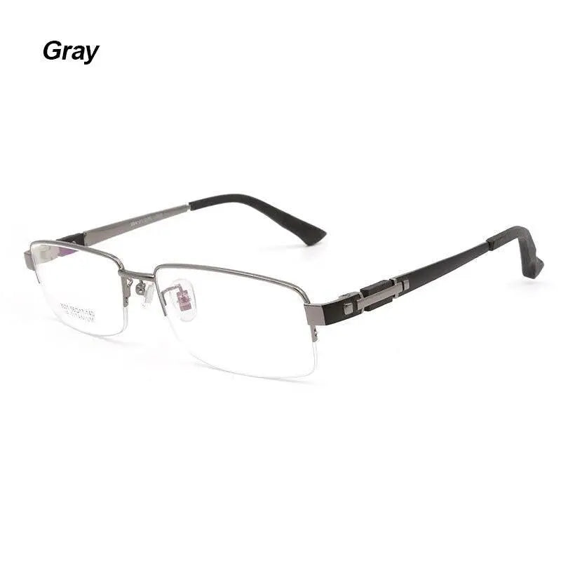 Men's Rectangular Semi-Rimless Titanium Prescription Glasses 8001 — view 5 | Rx Spectacle