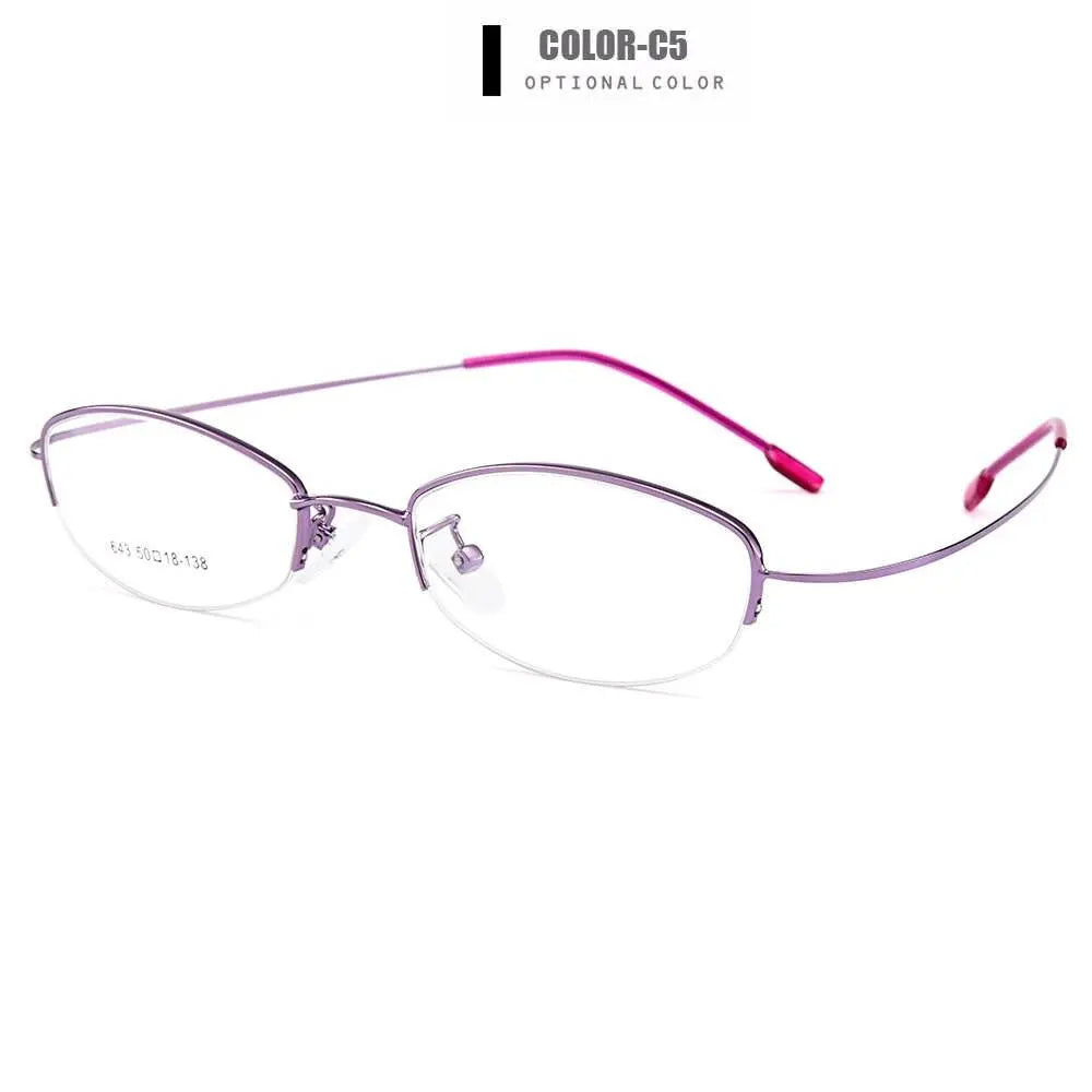 Women's Semi-Rimless Titanium Prescription Glasses Y643 — view 3 | Rx Spectacle