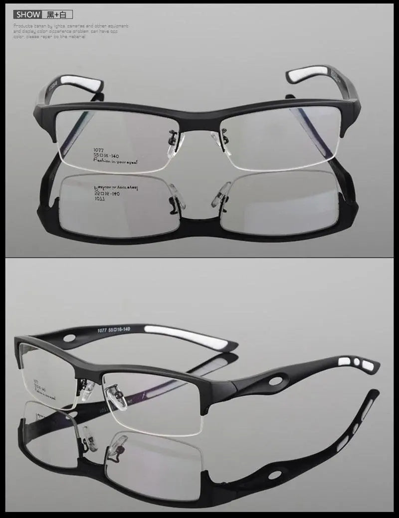 Men's Rectangular Semi-Rimless TR90 Sports Glasses 1077 — view 20 | Rx Spectacle