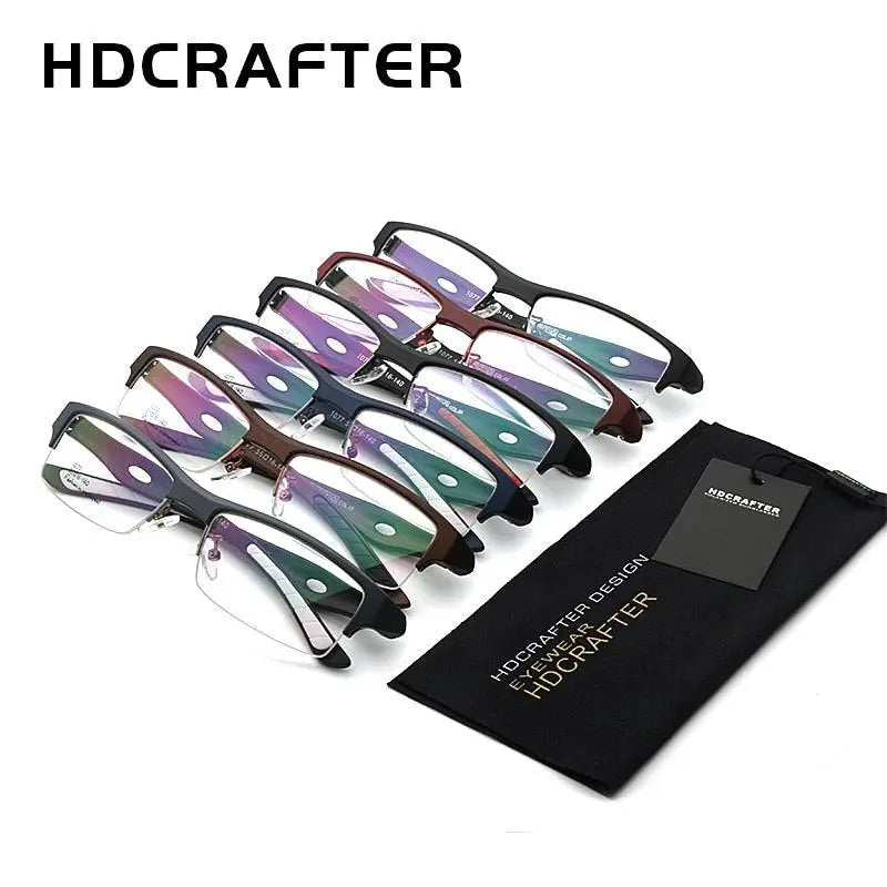 Men's Rectangular Semi-Rimless TR90 Prescription Glasses L1077 — view 4 | Rx Spectacle