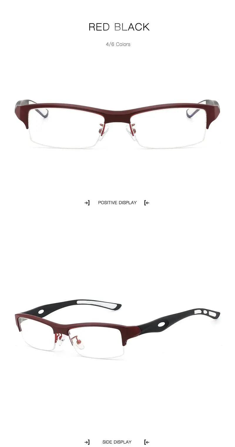 Men's Rectangular Semi-Rimless TR90 Prescription Glasses L1077 — view 18 | Rx Spectacle