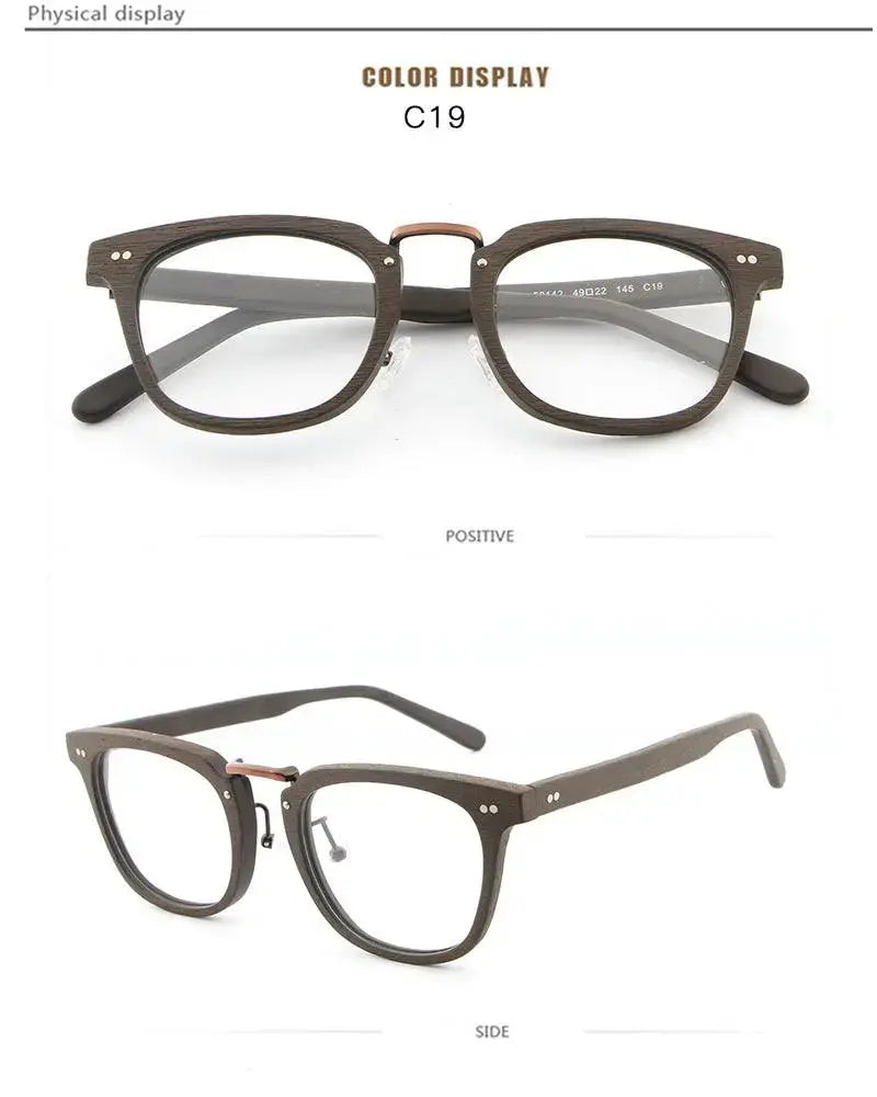 Unisex Square Full Rim Wood Prescription Glasses Lbh025 — view 25 | Rx Spectacle