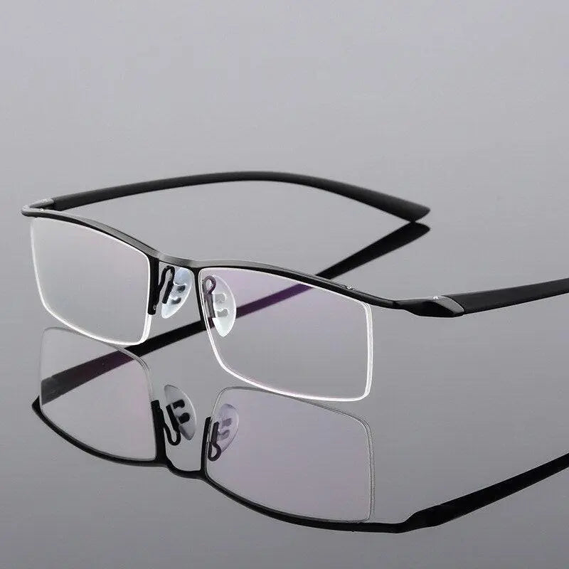 Men's Browline Semi-Rimless Alloy Prescription Glasses P8190 — view 3 | Rx Spectacle