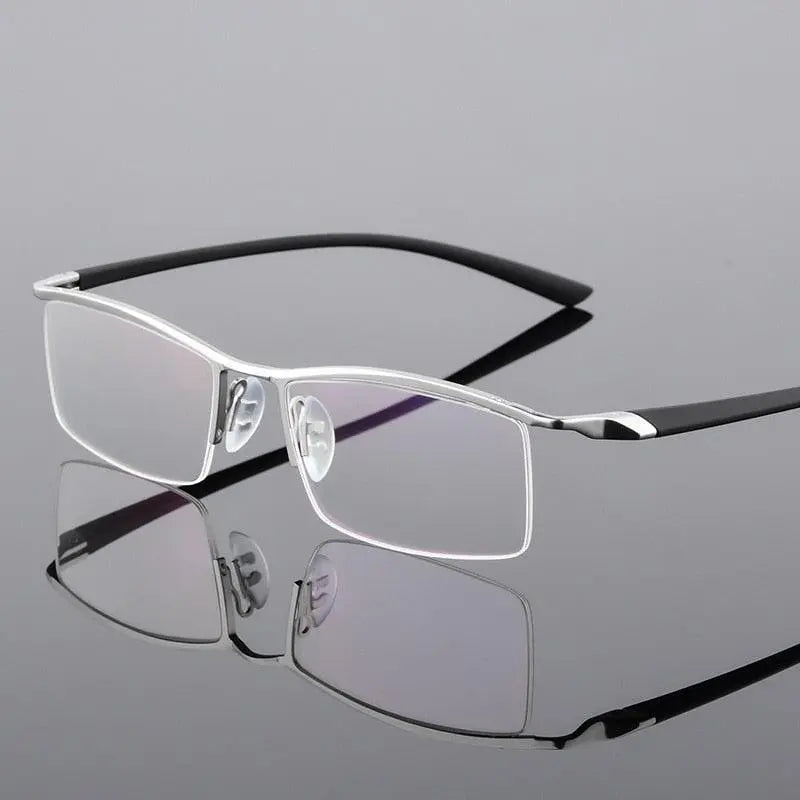 Men's Browline Semi-Rimless Alloy Prescription Glasses P8190 — view 4 | Rx Spectacle