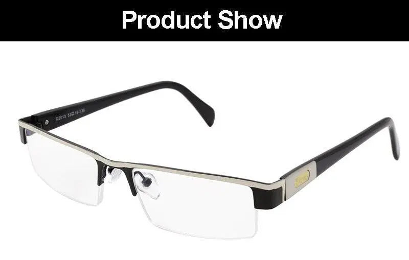 Men's Semi-Rimless Stainless Steel Reading Glasses D2015 — view 8 | Rx Spectacle
