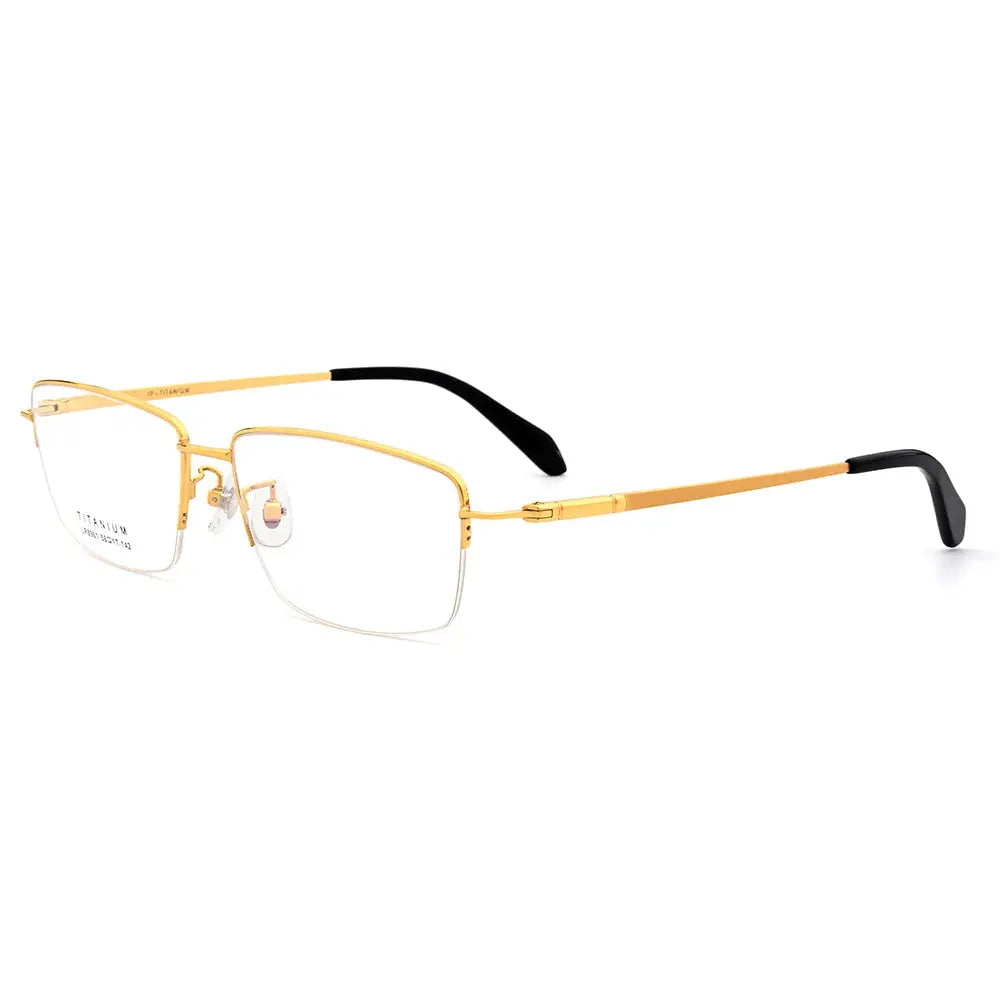 Men's Polygon Semi-Rimless Titanium Oversized Prescription Glasses 896111 — view 4 | Rx Spectacle