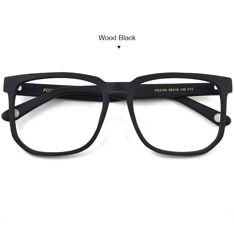 Unisex Square Full Rim Wood Oversized Prescription Glasses Ps5104 — view 4 | Rx Spectacle