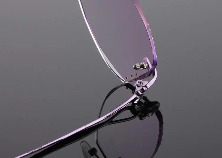 Women's Rectangular Rimless Titanium Prescription Glasses 2123 — view 16 | Rx Spectacle