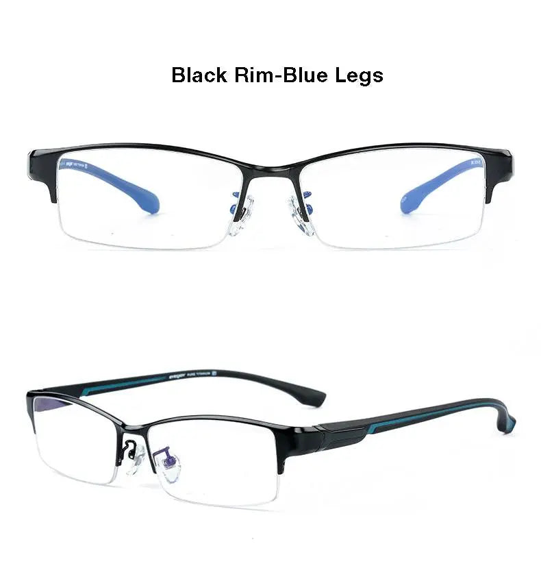 Men's Rectangular Semi-Rimless Titanium Prescription Glasses L266 — view 17 | Rx Spectacle